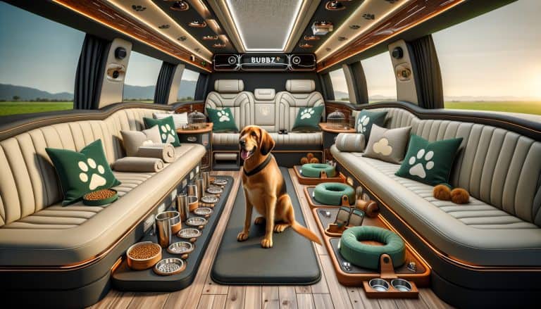 Luxury dog-friendly van interior with seated dog