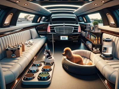 Luxury limousine interior customized for pampered dogs