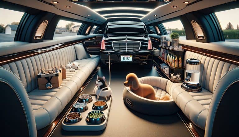 Luxury limousine interior customized for pampered dogs