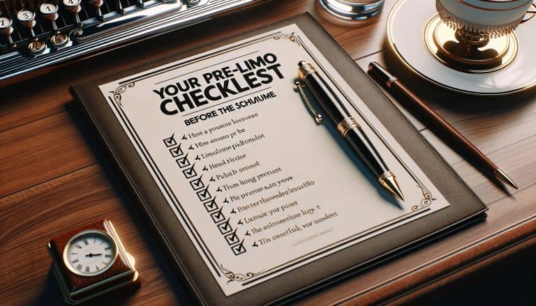 Pre-limo checklist document on desk with pen