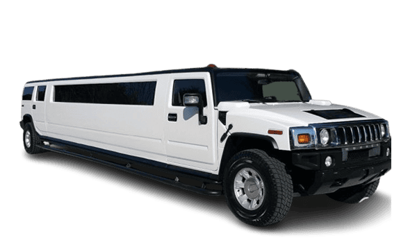 White stretch Hummer limousine on white background
