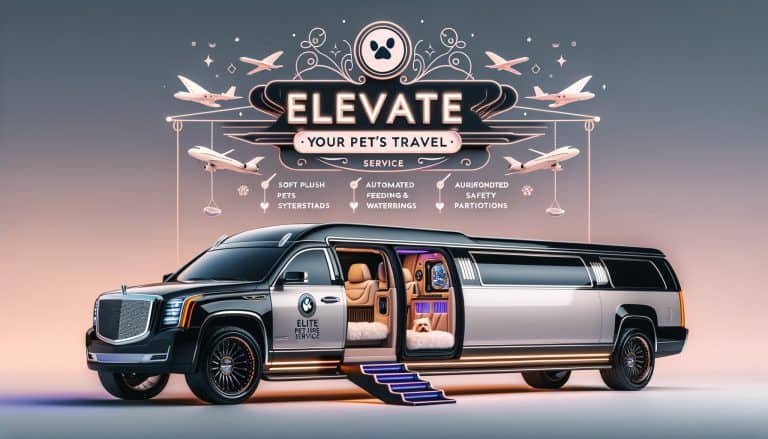 Luxury limousine pet travel service advertisement with dog