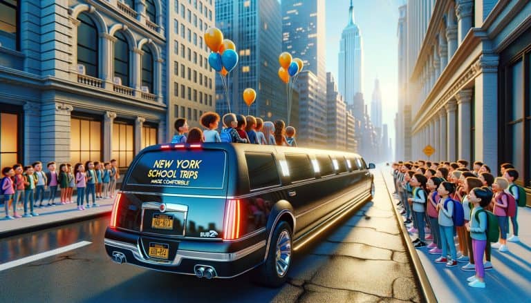 Children riding limousine on New York school trip