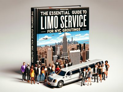 Book cover with NYC skyline and stretch limousine