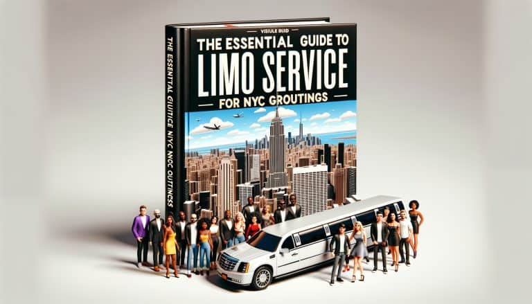 Book cover with NYC skyline and stretch limousine