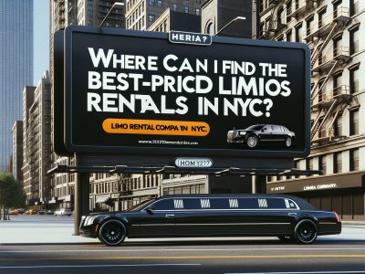 NYC billboard advertising limo rentals above stretch limousine