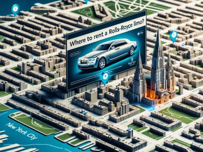 3D New York map with Rolls-Royce limo billboard