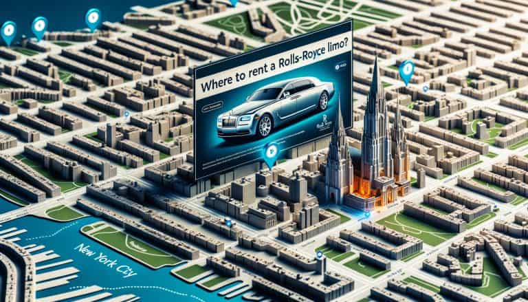 3D New York map with Rolls-Royce limo billboard