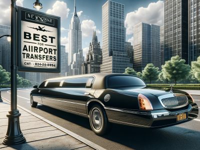 Black limousine parked in New York City street