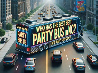 Large party bus blocking busy city traffic