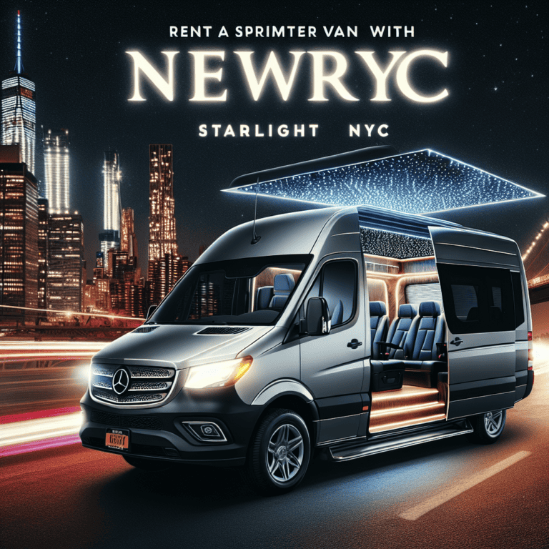 Luxury Sprinter van rental in NYC at night