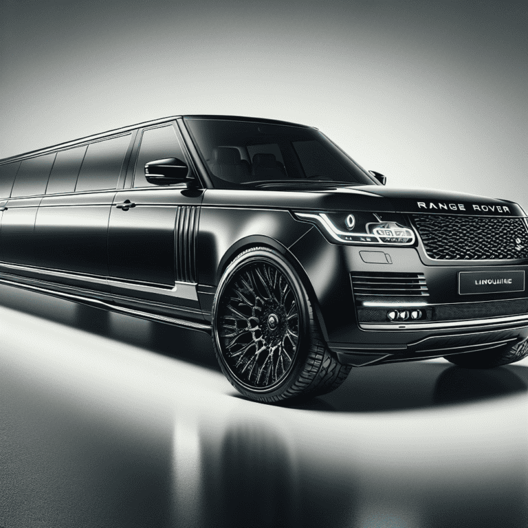 Black Range Rover limousine with custom rims
