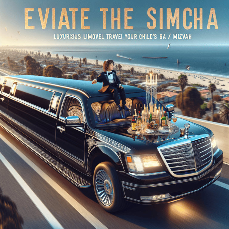 Child in tuxedo atop limousine by ocean