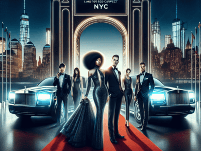 Luxury Rolls-Royce red carpet event in NYC skyline