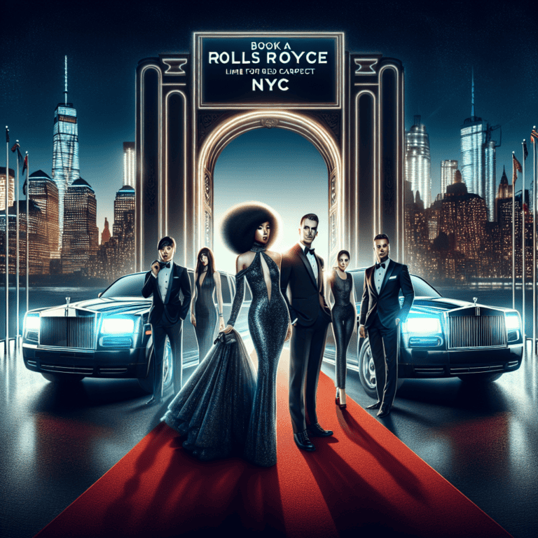 Luxury Rolls-Royce red carpet event in NYC skyline