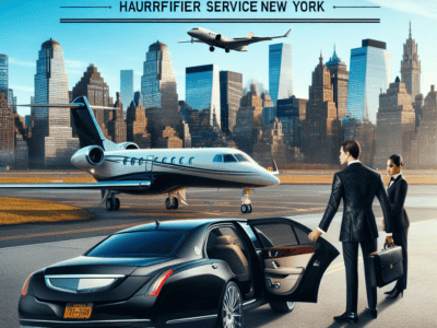 Private jet and luxury car at Teterboro Airport