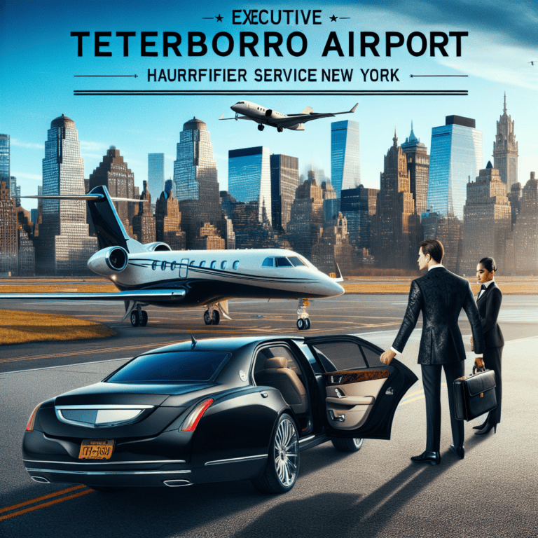 Private jet and luxury car at Teterboro Airport