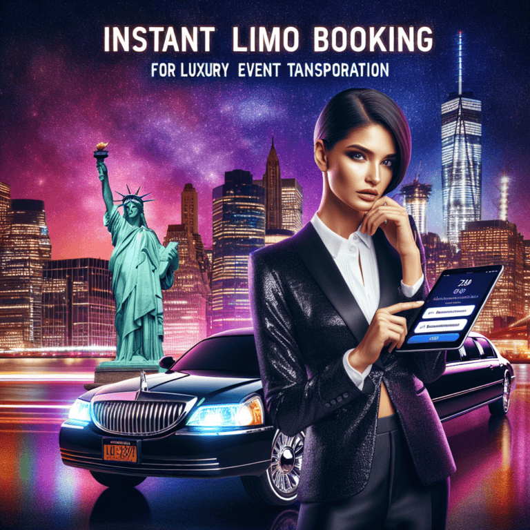 Luxury limo booking ad with NYC skyline