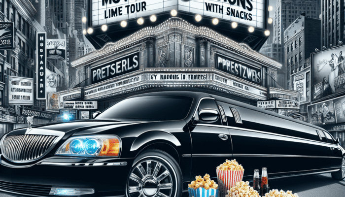 NYC movie tour limousine with snacks display