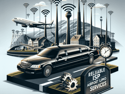 Black limousine and airplane with airport WiFi signals
