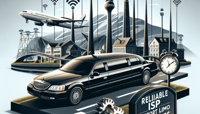 Black limousine and airplane with airport WiFi signals