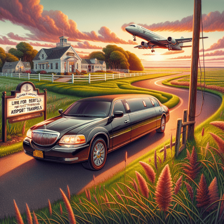 Black limousine on rural road with airplane overhead