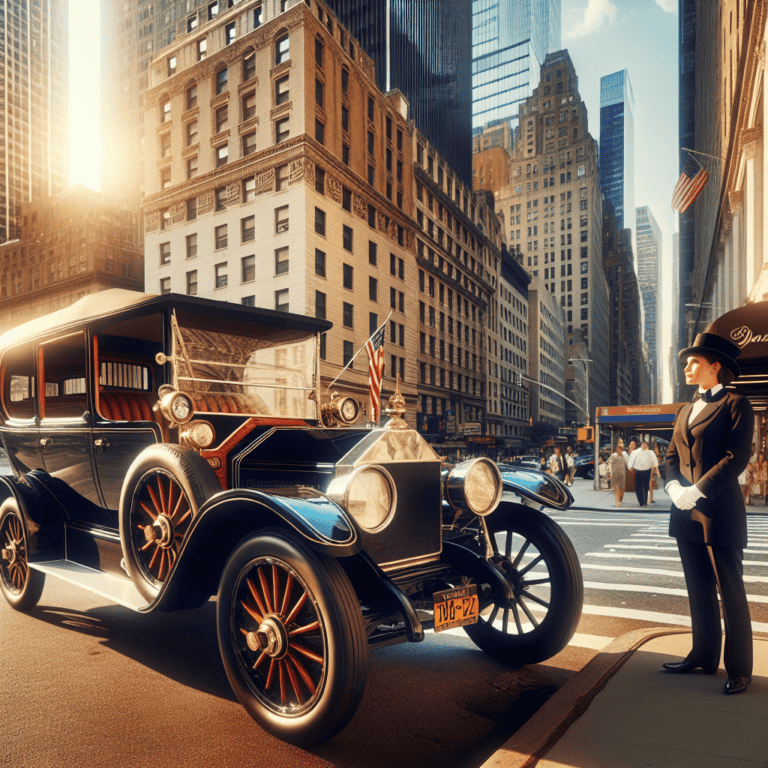 Vintage 1910s automobile on New York city street