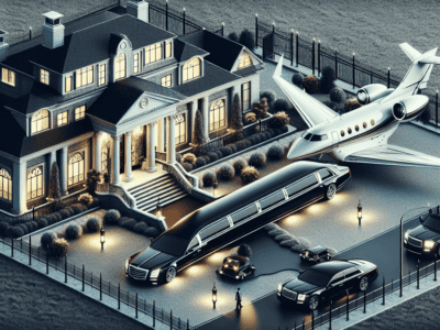 Luxury mansion with jet and limousine in Suffolk County