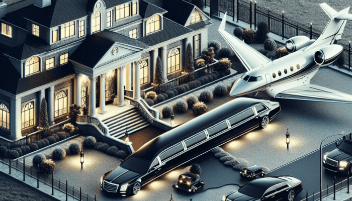 Luxury mansion with jet and limousine in Suffolk County