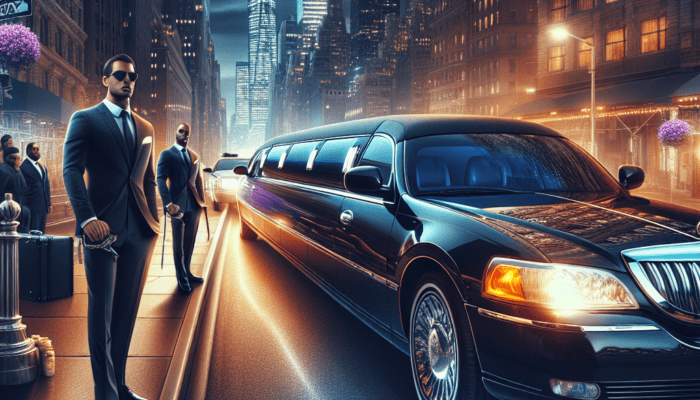 Luxury limousine with security in New York City