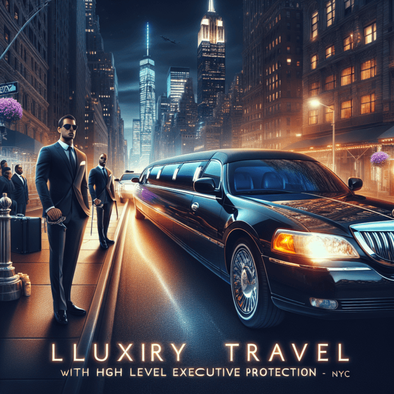 Luxury limousine with security in New York City