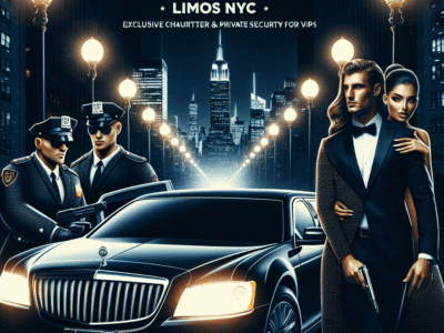 Luxury NYC limo with VIP security and couple