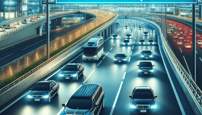 Night highway traffic under World Cup 2026 sign