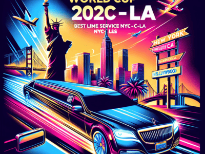 Neon poster of NYC to LA limousine service