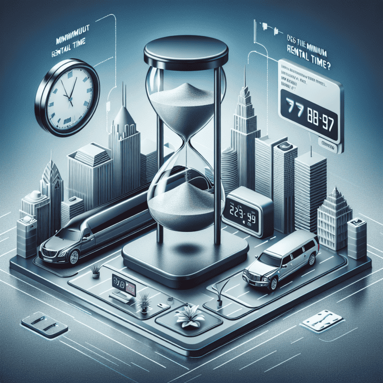 Hourglass and limousines illustrating minimum rental time concept