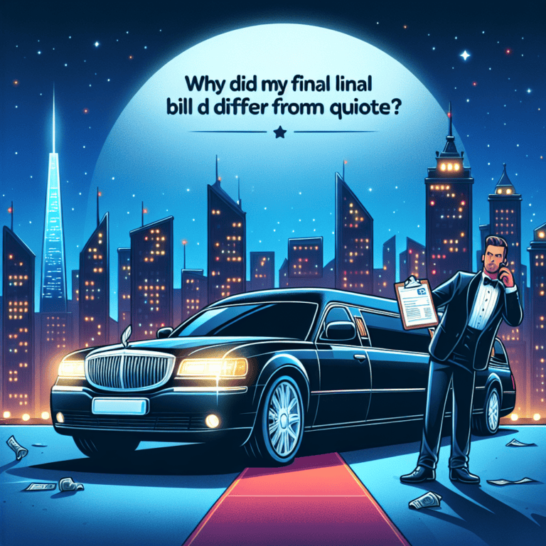 Man with limousine and bill under city skyline