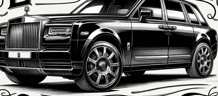 Illustration of black Rolls-Royce Cullinan luxury SUV