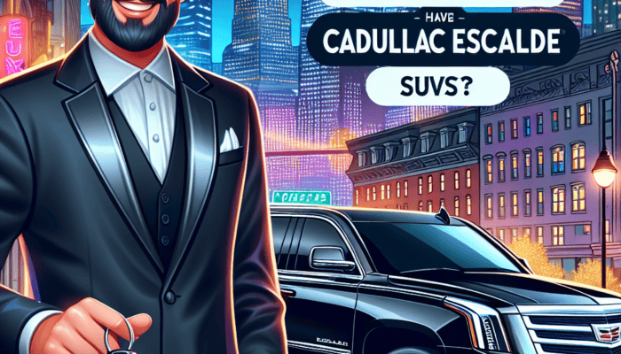 Man holding keys beside black Cadillac Escalade SUV