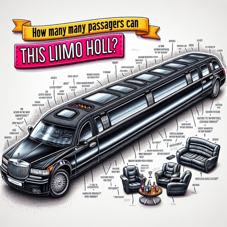Illustrated stretch limousine with interior seating diagram
