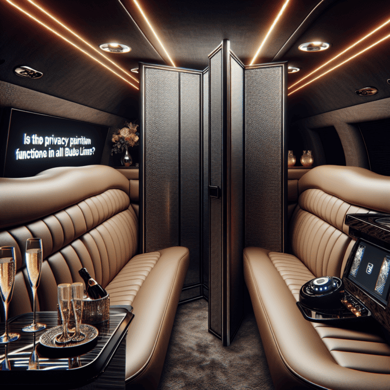 Luxury limousine interior with privacy partition and champagne