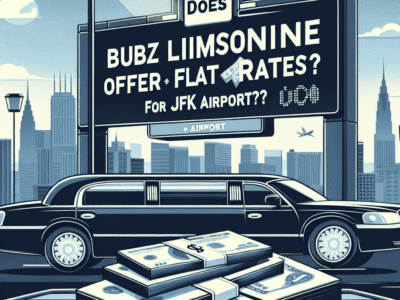 Limousine and cash under JFK airport flat rate billboard