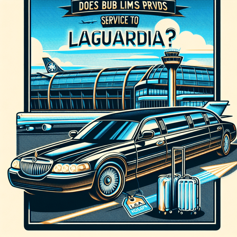 Black limousine outside LaGuardia Airport terminal with luggage