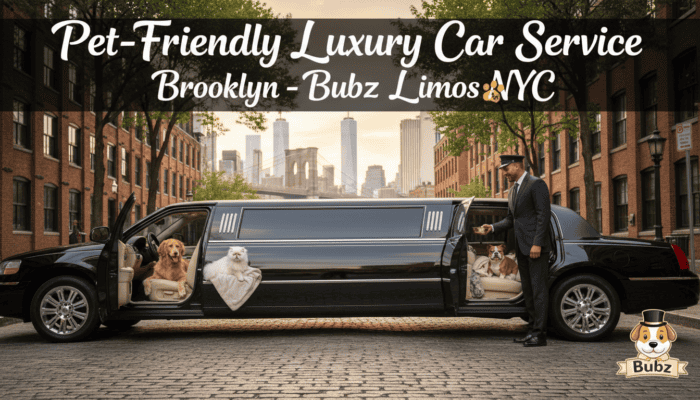 Pet-friendly luxury limousine with dogs and chauffeur in Brooklyn