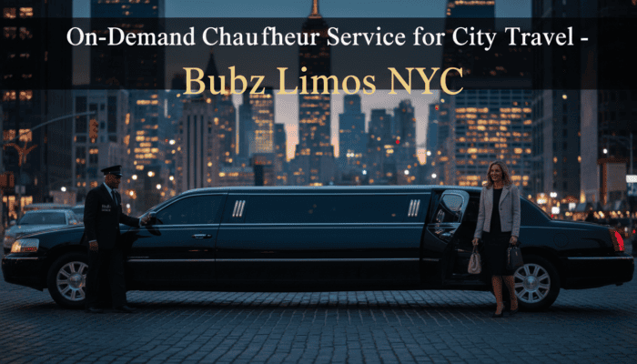 Black limousine with chauffeur in New York City