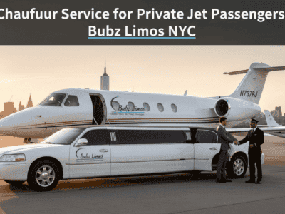 Private jet and limousine with chauffeurs in NYC
