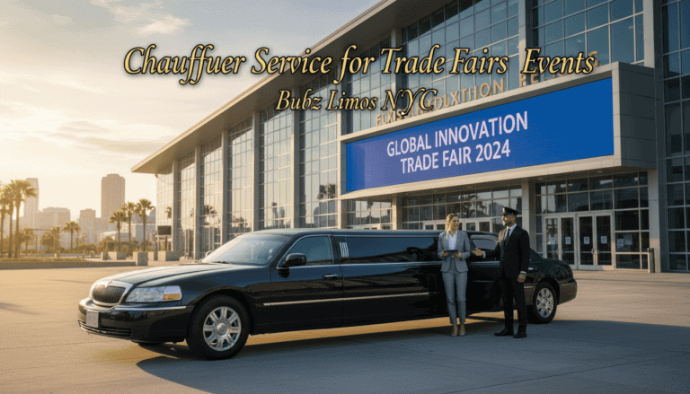 Chauffeur limousine service at trade fair convention center