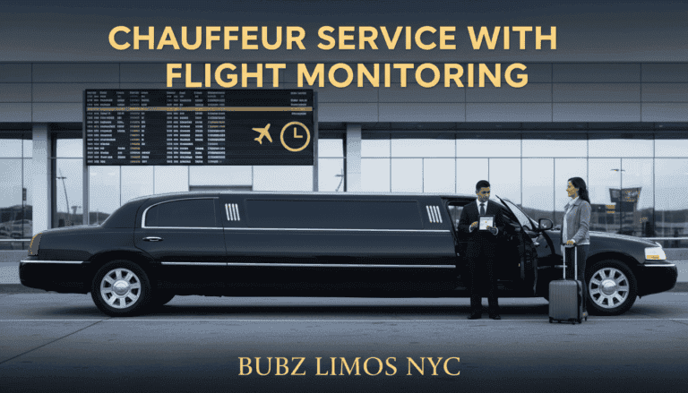 Airport chauffeur with limousine and passenger luggage
