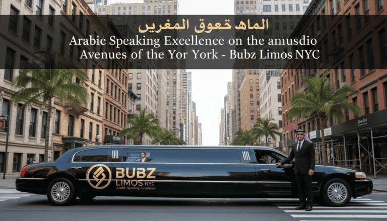 Black stretch limousine with driver on city street