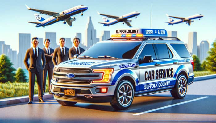 Suffolk County car service SUV with airplanes overhead