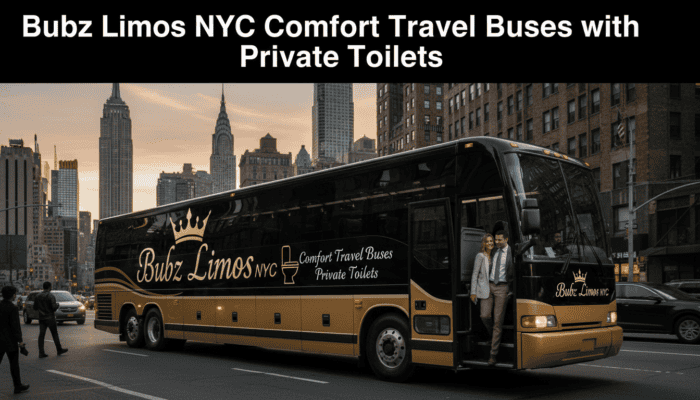 Black and gold Bubz Limos tour bus NYC